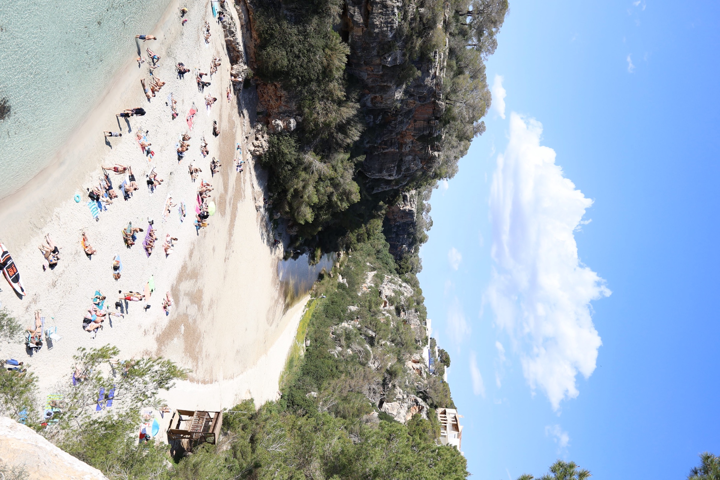 Cliffside cove beach seen from above, Mallorca