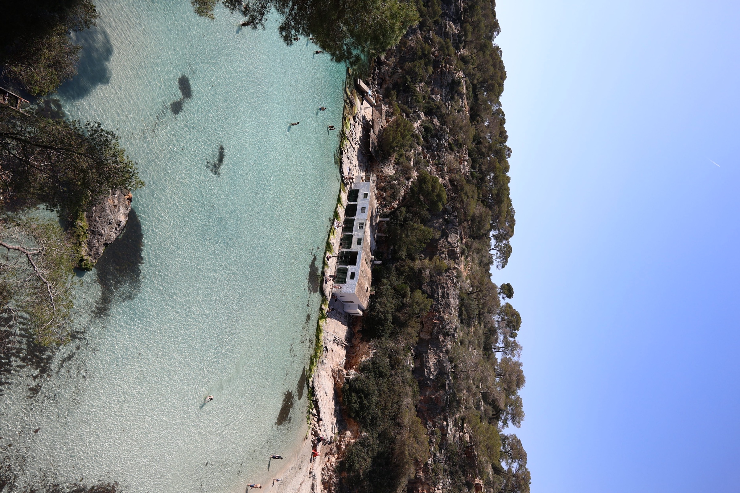 Turquoise cove with a stone boathouse, Mallorca
